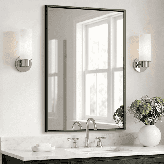 Mavora Max Bathroom Vanity Mirror 36” x 24” Wall Mirror with Rectangle Metal Frame, Black