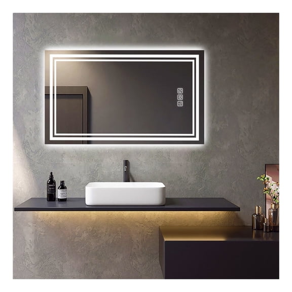 Bathroom Mirror 40" x 24" Front and Backlight, 5 Mins Defog, 5MM Full Reflected Wall Mounted Vanity Mirror, 3 Colors Stepless Dimmable, CRI90+, Memory Function (Plug-in/Hardwire)