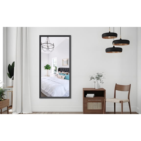 Bathroom Mirror 60"x30" Oversized Modern Rectangle Bathroom Mirror with Balck Frame Decorative Large Wall Mirrors for Bathroom Living Room Bedroom Vertical or Horizontal Wall Mounted mirror with Alum
