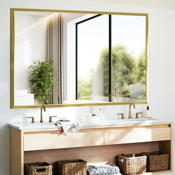 Bathroom Mirror,72x48 inch Large Wall Mirror for Bathroom Wall Mounted Rectangle Corner Mirrors, Bathroom Mirror for Living Room,Farmhouse,Bedroom Entryway,Horizontal/Vertical
