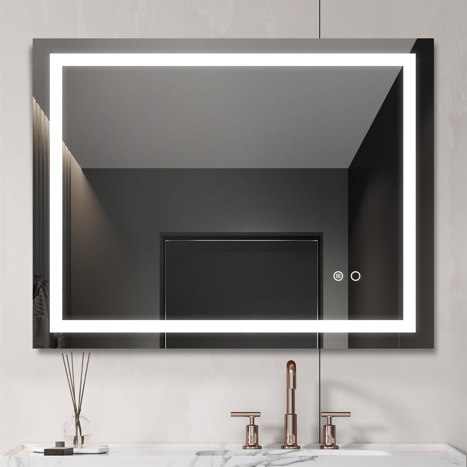 Bathroom Mirror, LED Lighted Bathroom Mirrors with Dimmer Function for