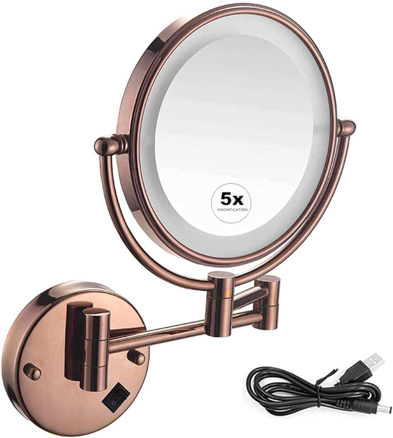 Bathroom Mirror Make Up Wall Mounted 5X Magnifying Extending Double ...