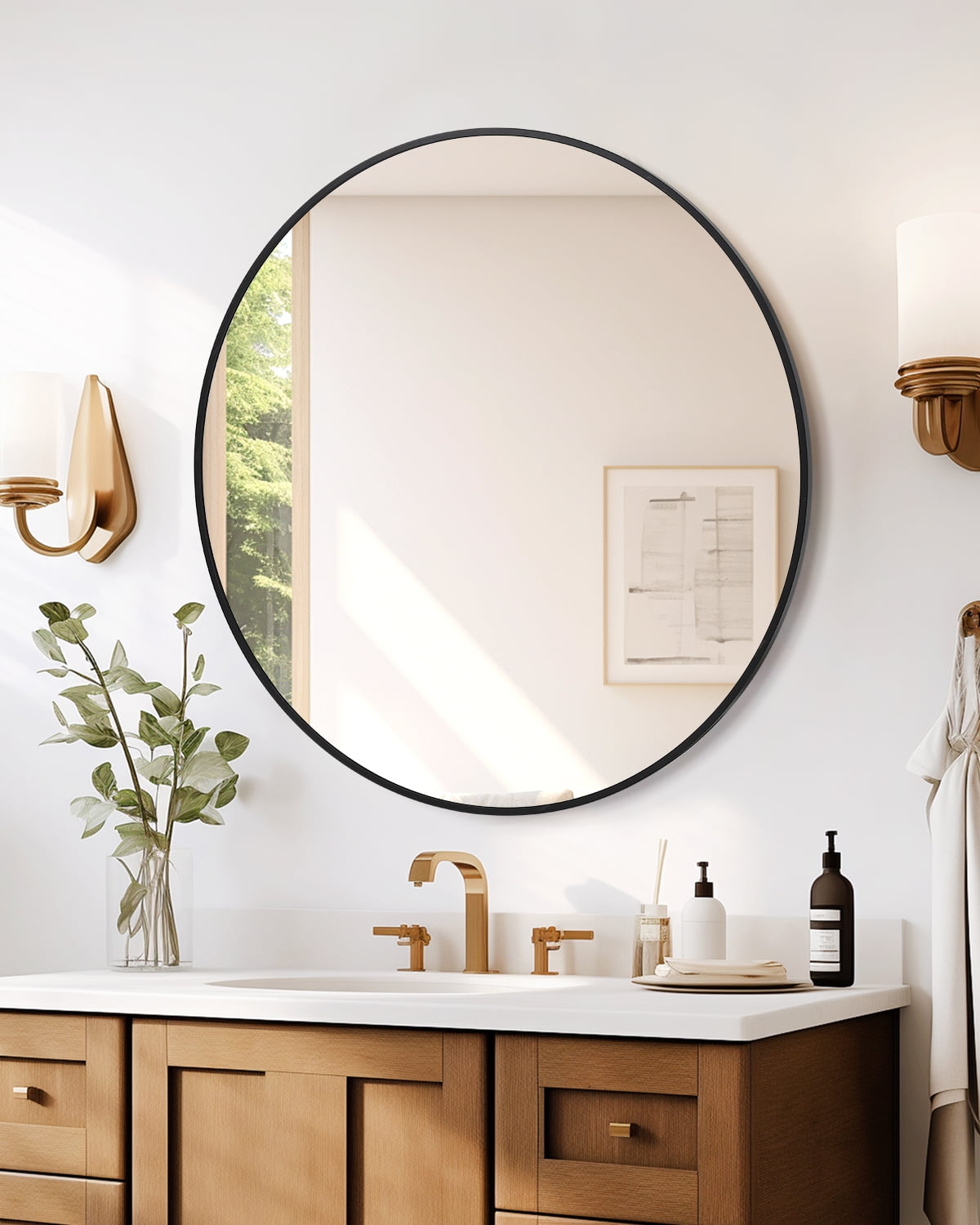 Bathroom Mirror,Modern Mirror for Wall with Rounded Corners,Aluminum ...