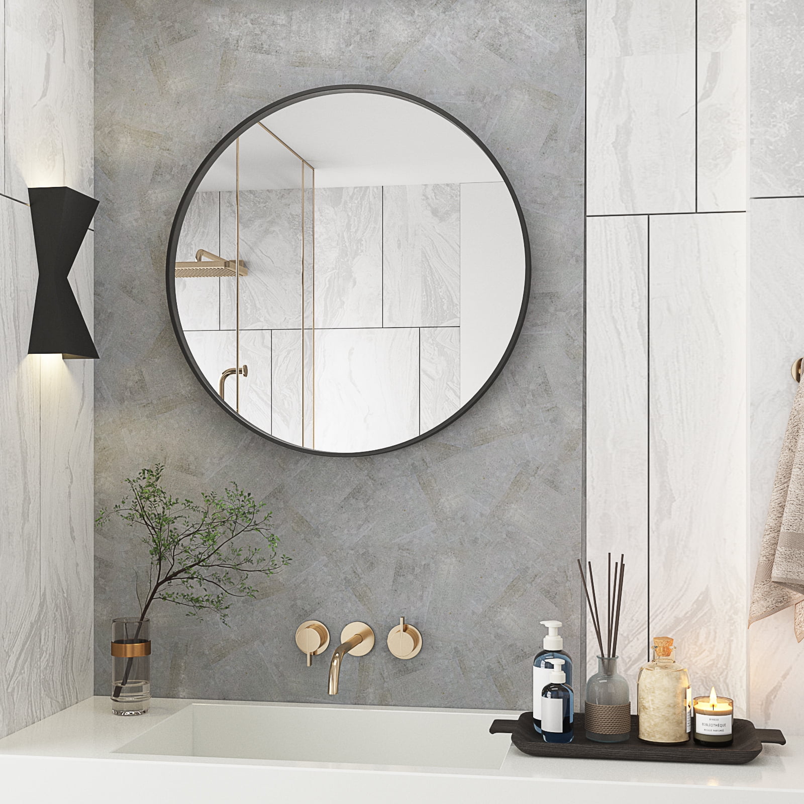 Bathroom Mirror,Stylish WallMounted Rectangular Bathroom Vanity Mirror