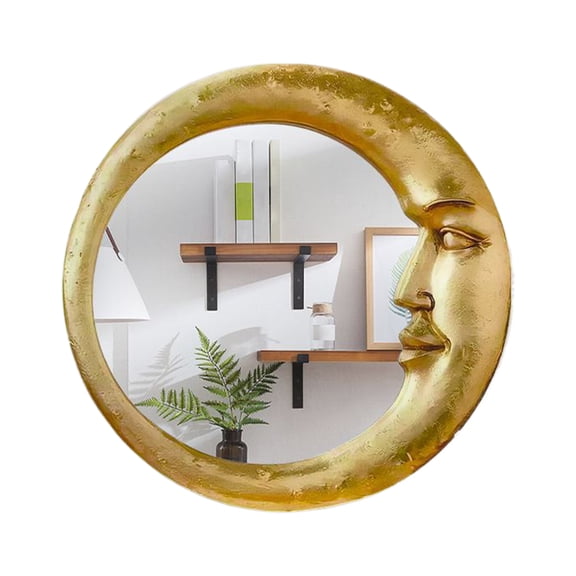 Bathroom Mirror for Wall | Vintage 90s Wall-Mounted Bathroom Witch Moon Mirror | Lightweight Home Accessory for Dormitory Apartment Rental Den Kitchen Living Room