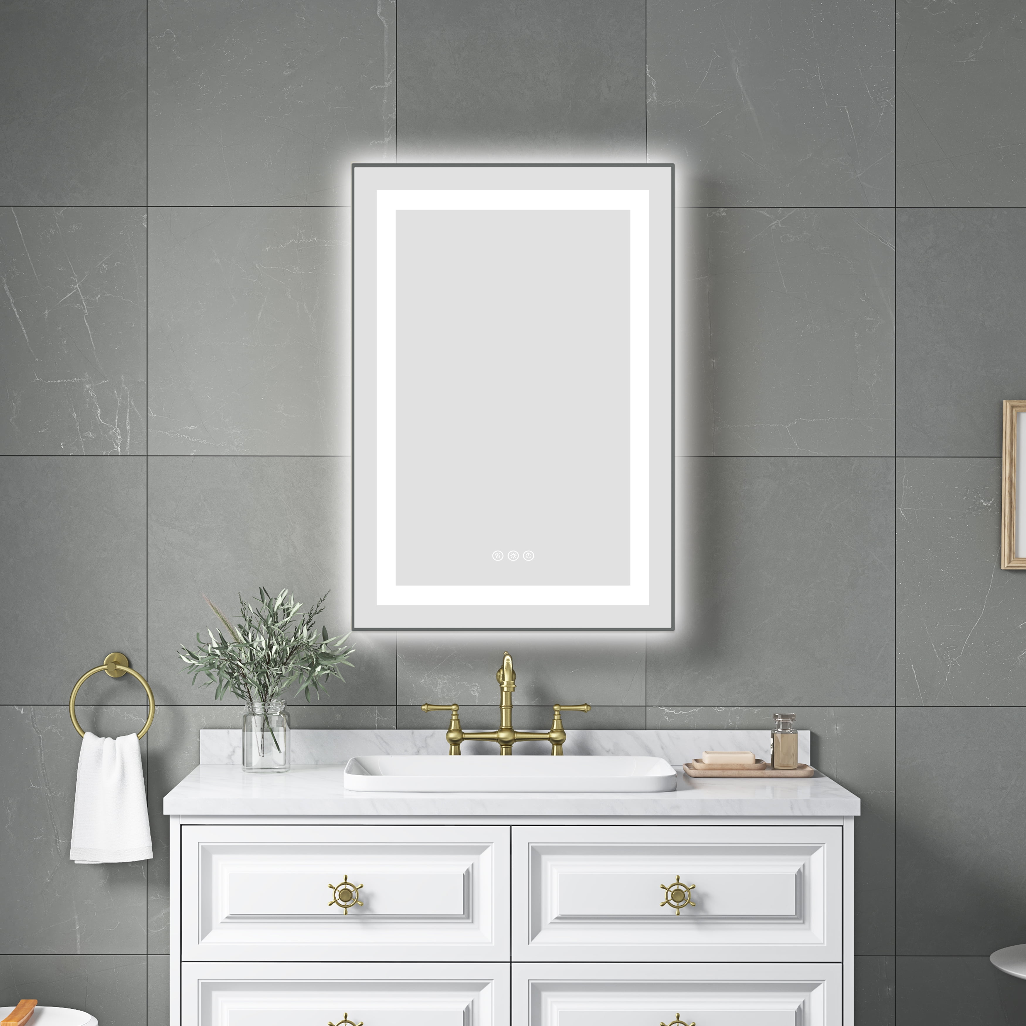 Bathroom Mirrors 20 x 32 Inch LED Bathroom Mirror with Front and ...