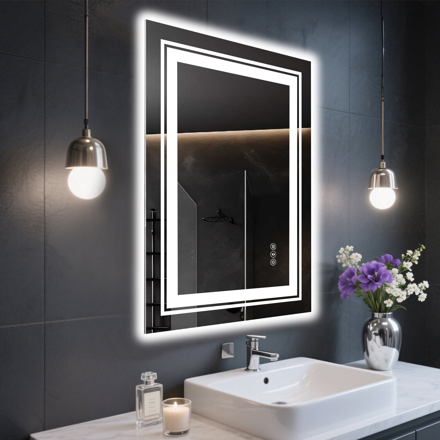 Bathroom Mirrors 20x28 Inch Frameless LED Bathroom Mirror,Smart Mirror,Wall Mounted Bathroom Mirrors