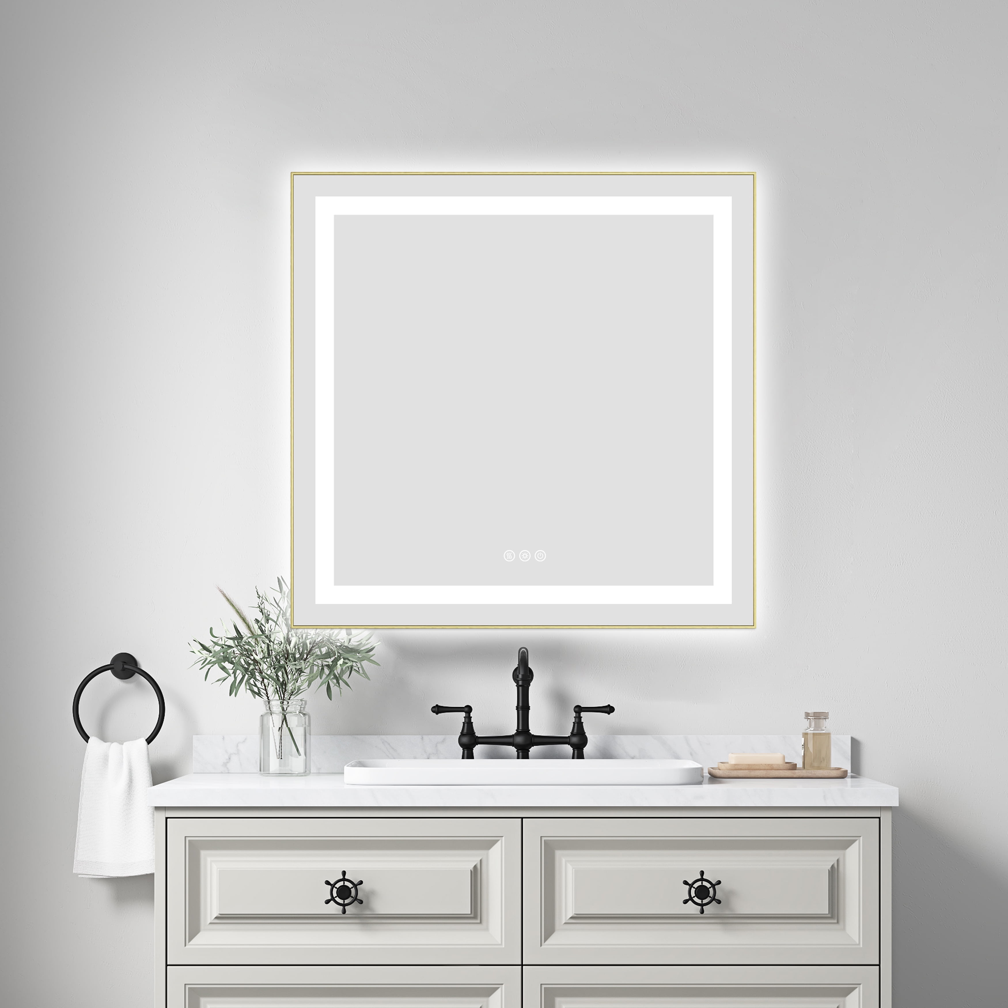 Bathroom Mirrors 30 x 30 Inch LED Bathroom Mirror with Front and ...