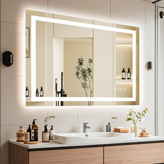 Bathroom Mirrors 40x30 Inch Frameless LED Bathroom Mirror,Smart Mirror,Wall Mounted Bathroom Mirrors