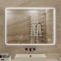 Bathroom Mirrors 48 X 36 Rectangular Framed Dimmable Anti-Fog LED Wall Bathroom Vanity Mirror Lighted Mirror,Wall Mounted Bathroom Mirrors