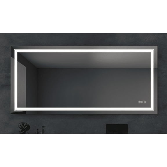 Bathroom Mirrors 6028 inch Bathroom LED mirror Anti- fog mirror with button,Wall Mounted Bathroom Mirrors