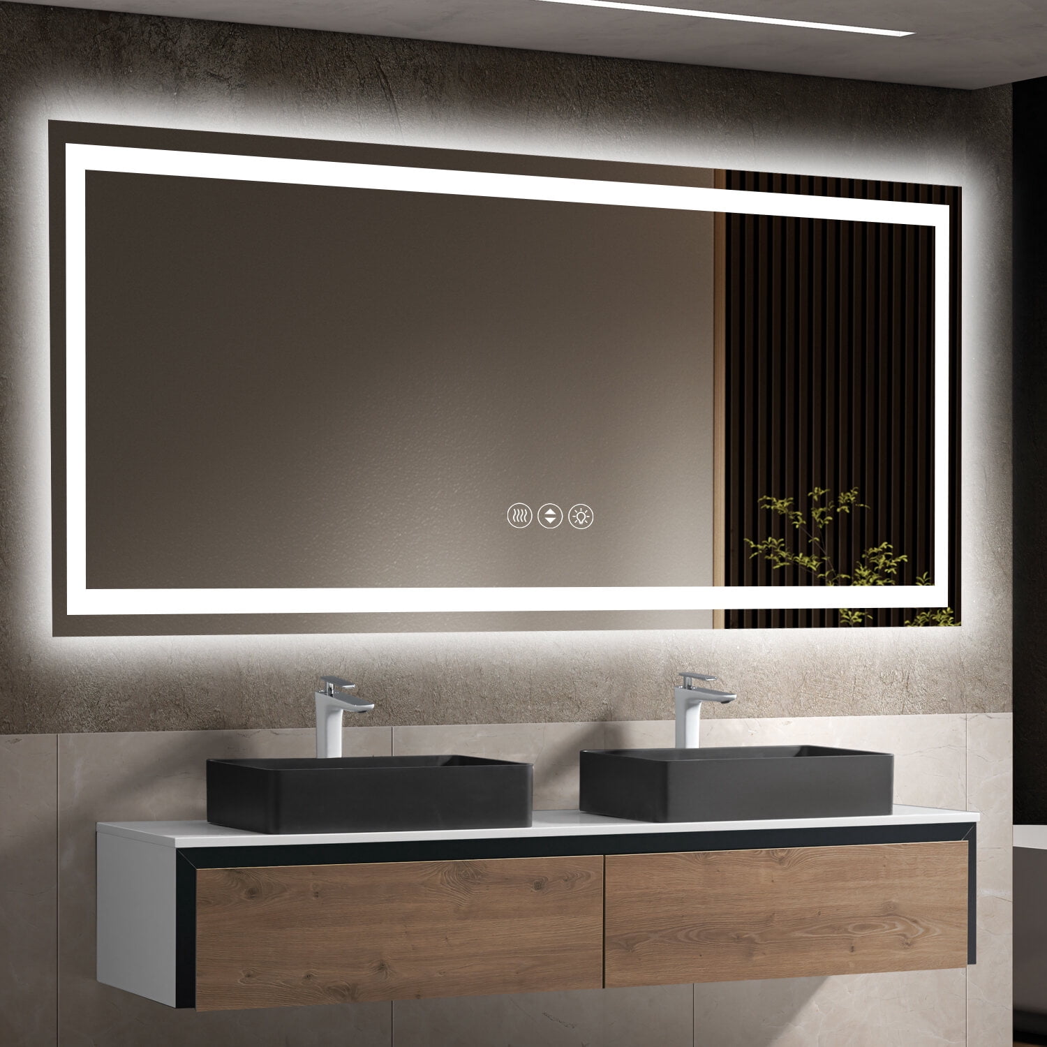 Bathroom Mirrors 72x36 Inch Frameless LED Bathroom Mirror,Smart Mirror ...