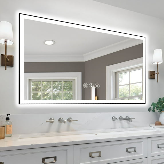 Bathroom Mirrors 72x40 Inch Frameless LED Bathroom Mirror,Smart Mirror,Wall Mounted Bathroom Mirrors