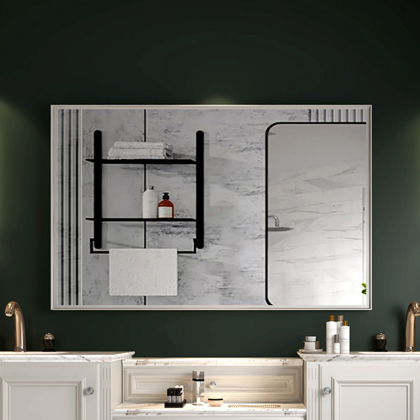 Bathroom Mirrors For Wall Vanity Mirror with Metal Frame, Wall Mounted ...