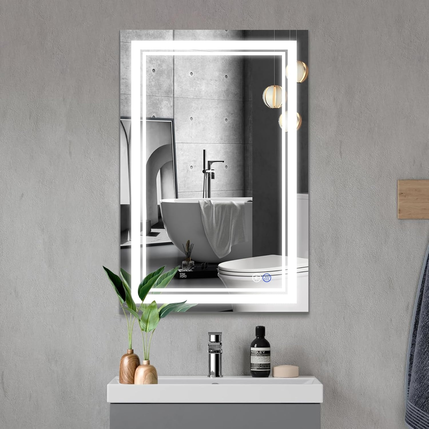 Bathroom Mirrors with Lights, 20x28 inches LED Bathroom Mirror for Wall ...