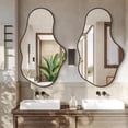 thumbnail image 1 of Bathroom Mirrors Wall Mirror Decorative 26"x 43" Asymmetrical Abstract Aviation Aluminum Frame Unique, Black, 1 of 8