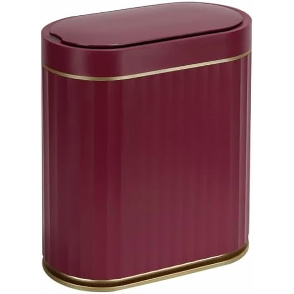 Bathroom Motion Sensor Trash can 2 Gallon Automatic Garbage Can, Slim Plastic Smart Trash Can with Lid, Commercial Intelligent Trash Bin for Bedroom, Bathroom, Office, Burgundy