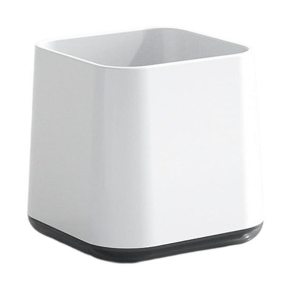 Bathroom Mouthwash & Toothbrush Cup - Modern Square Design, Space-Saving 3.15" Holder, Elegant Plastic Rinse Cup for Bathroom (White/Gray)