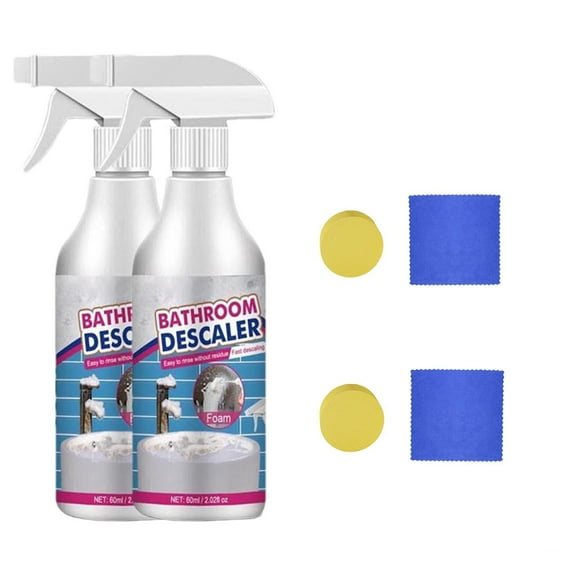 Bathroom Multi-Surface Cleaner, Penetrating Foam Limescale Soap Scum Removal, Powerful Fast-Acting Gentle On Hands, Cleans Toilets/Sinks/Tiles/Glass, With 3 Cleaners+3 Rags+3 Sponges