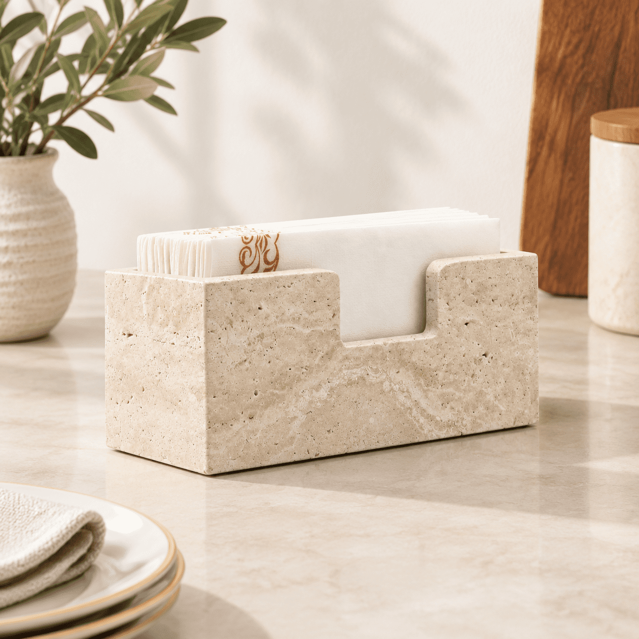 Standing Party Table Bathroom Napkin Holder Travertine Guest Towel Stone For Standing Tray ...