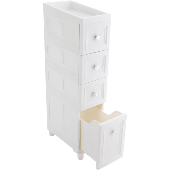 Bathroom Narrow Storage Cabinet, Skinny Tall Unit with Adjustable Shelves Slender, Space-Saving Narrow Design, Perfect for Small Space Laundry Rooms, Toilet Areas, and Living Room Gaps(White)