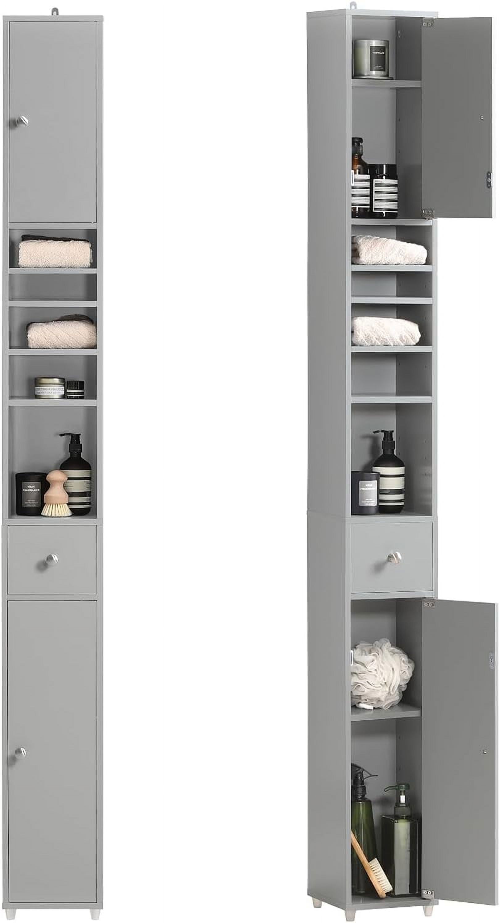 Bathroom Narrow Storage Cabinet Skinny Tall Unit with Adjustable