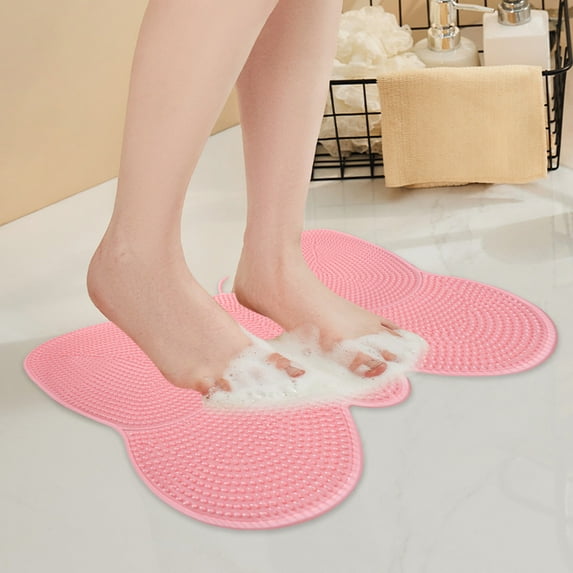 Bathroom Non-Slip Foot Massage Mat | PVC Shower Mat with Raised Scrubbing Bumps | Suction Cup Backing | Slip-Resistant Bath Rug | Durable Floor Covering | 13.78x20in | Pink | 1 Pack