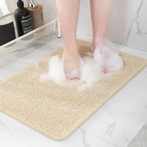 Bathroom Non-Slip Mat S Shower Permeable - Beige 40*60,1*Foot Pad,Shower Mat Bathtub Mat Non Slip 24X16 Inch Soft Tub Mat with Drain Pvc Loofah Bath Mat for Tub and Bathroom Quick Drying