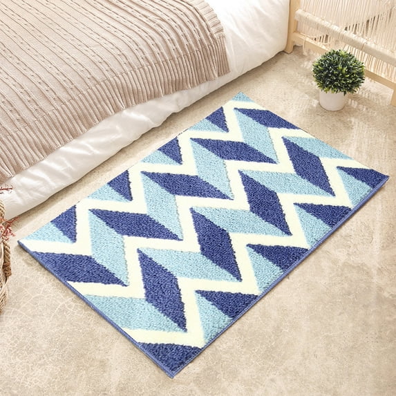 Bathroom Non Slip Rugs Absorbent Thick Bath Mat Ultra Soft Washable Bath Rugs Blue 16x24