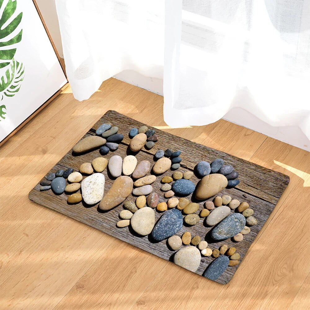 Bathroom Non-slip Mat Funny Beach Pebbles Feet 3D Printed Bath Mat ...