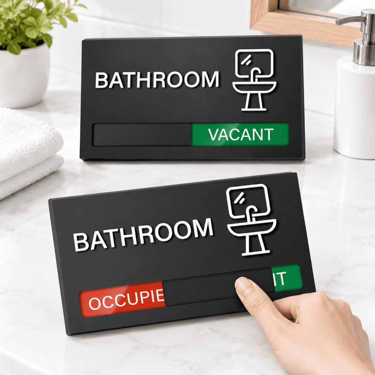 Bathroom-Occupied Sliding Restroom Door Sign, 8.90x5.28x0.51in ...