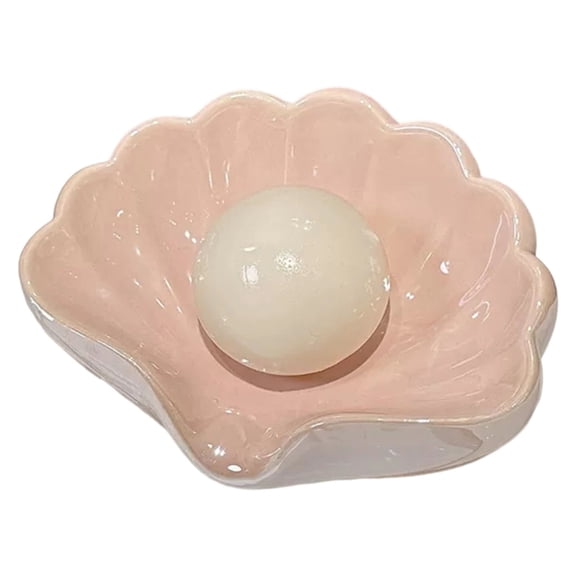 Bathroom Organiser Ceramic Shell Soap Storage Tray With Efficient Water Drainage