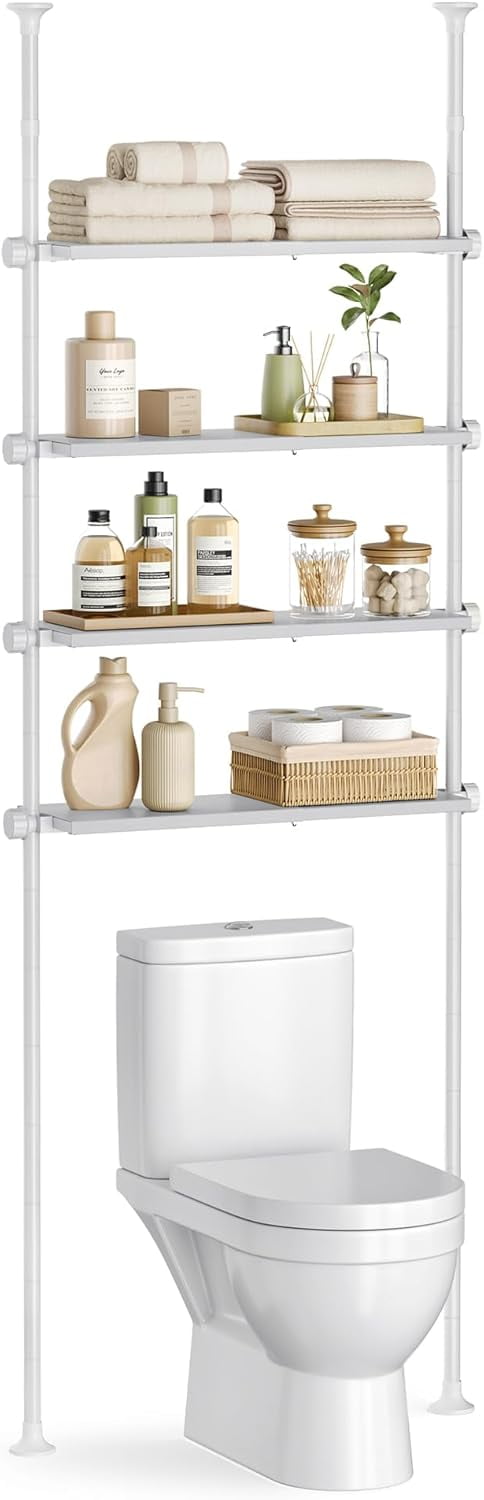 Pearl White Adjustable Over-the-Toilet Storage Shelf