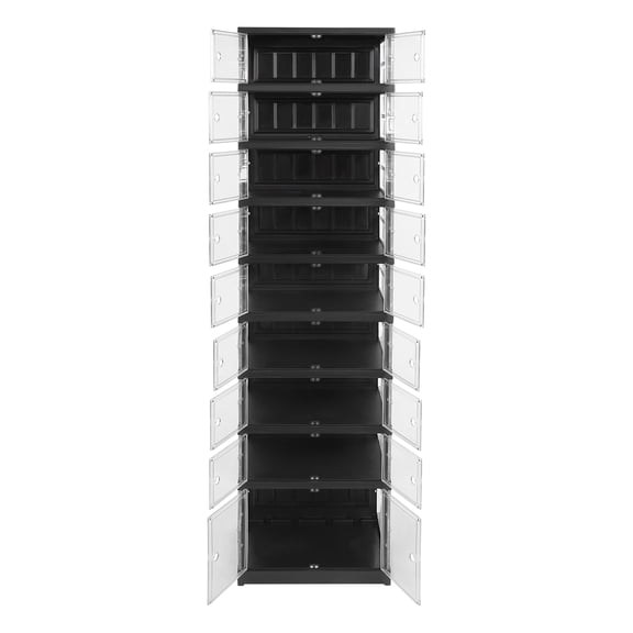Bathroom Organizer, 9-Tier Shoe Storage, Magnetic Double Doors, Clear Panels, Impact-Resistant, Best for High Heels and