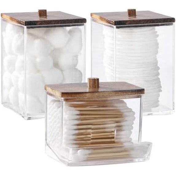 Bathroom Organizer Accessories Set-12/7 oz Qtips Holder Storage, Clear ...