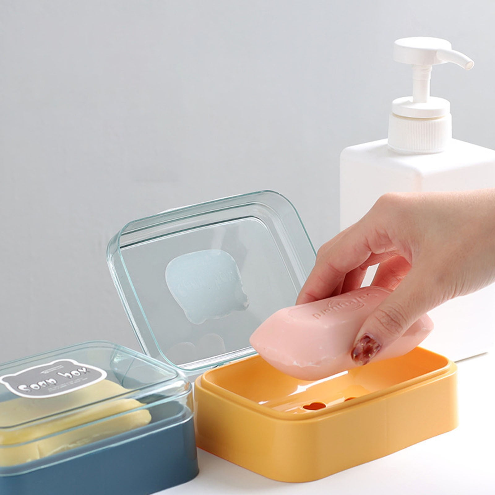 Bathroom Organizer Bathroom Storage,Transparent Soap Dish With Lid ...