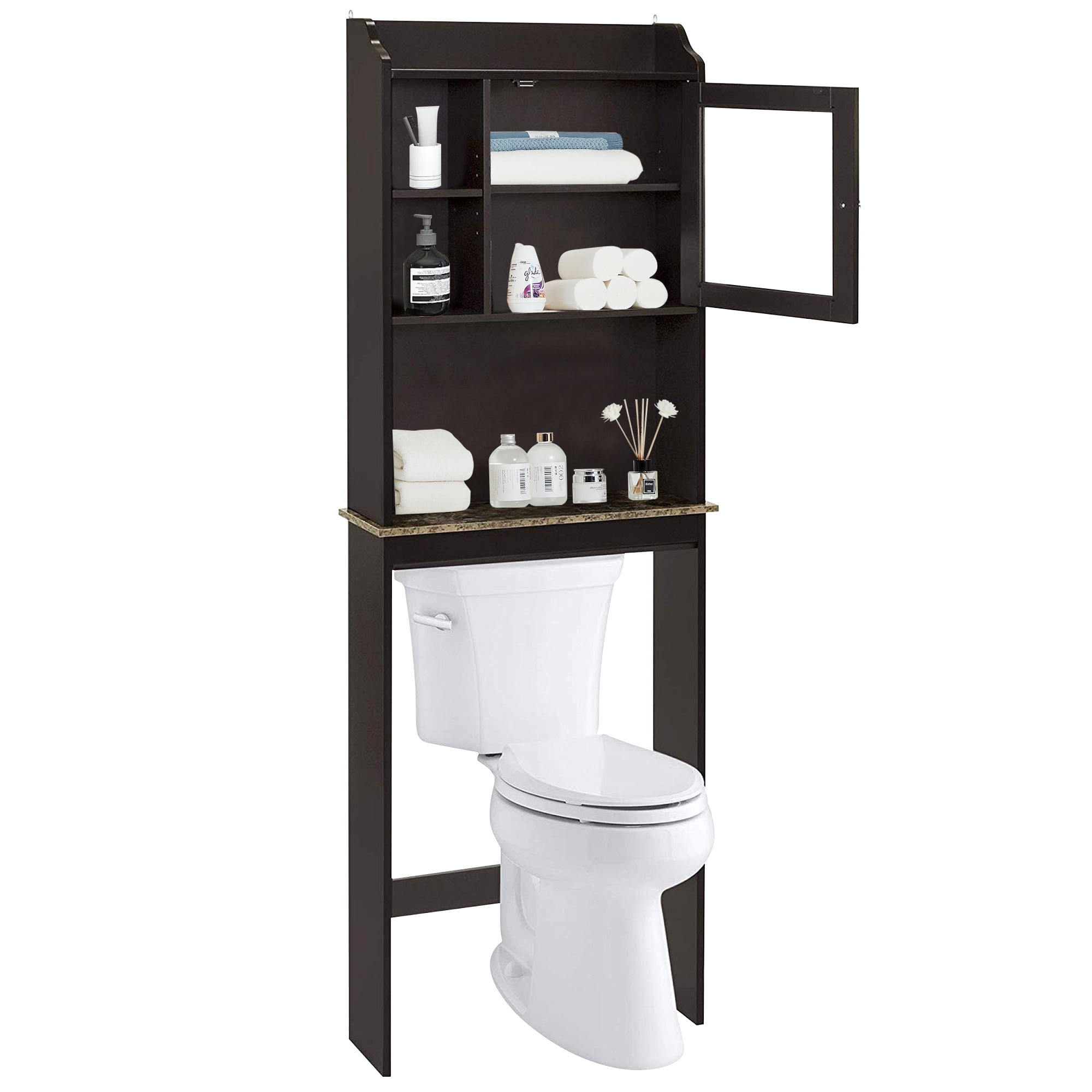 Bathroom Organizer Cabinet, 68'' Tall Home Over The Toilet Storage with ...
