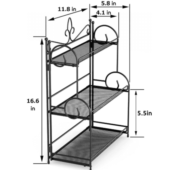 Bathroom Organizer Countertop - 3 Tier Spice Rack Organizer, Counter Organization and Storage for Bathroom, Kitchen, Bedroom, Offices, Foldable