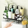 thumbnail image 1 of Bathroom Organizer Over The Toilet Storage Shelf, Iron Restroom Organizers with Hanging Hook & Adhesive Base, No Drilling Space Saver (Black), 1 of 8