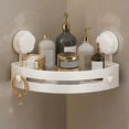 thumbnail image 1 of Bathroom Organizer, Secure Suction Cup Corner Shower Shelf, Non-Drill Wall Mounted Triangle Bath Rack Storage Holder For Shampoo Bottles, White, 1 of 6