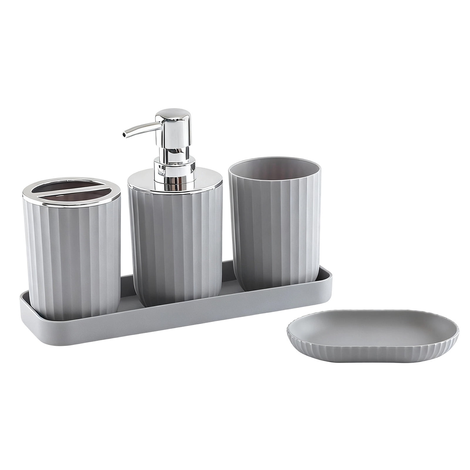 Bathroom Organizer Set Five-Piece Toothbrush Cup Soap Dispenser Tray ...