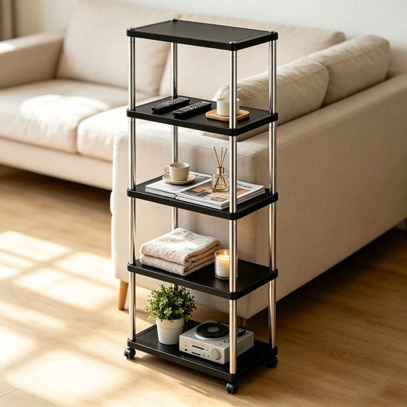 Bathroom Organizer Storage Rack, Multi Layer Floor Shelf For Kitchen Office And Bathroom, Sturdy Freestanding Storage Shelving