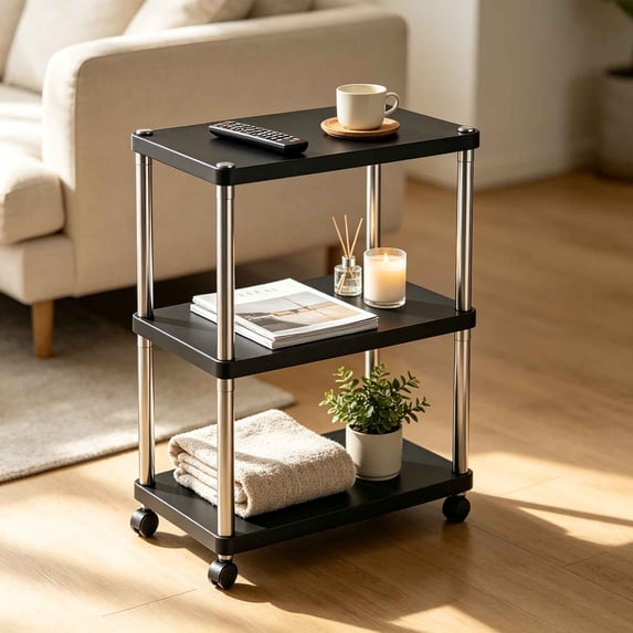 Bathroom Organizer Storage Rack, Multi Layer Floor Shelf For Kitchen Office And Bathroom, Sturdy Freestanding Storage Shelving