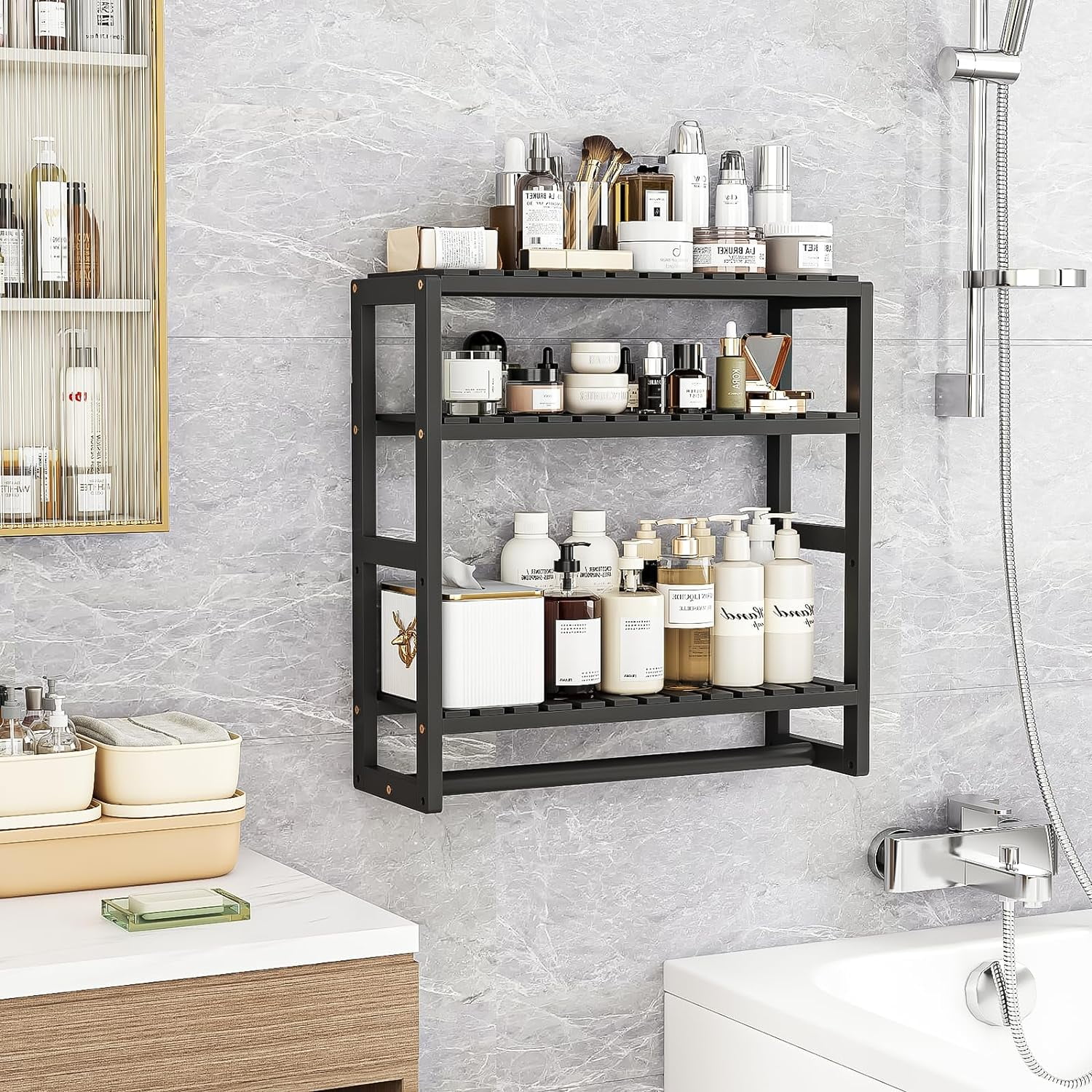 Bathroom Organizer over Toilet Storage, 3 Tier Storage Shelves for