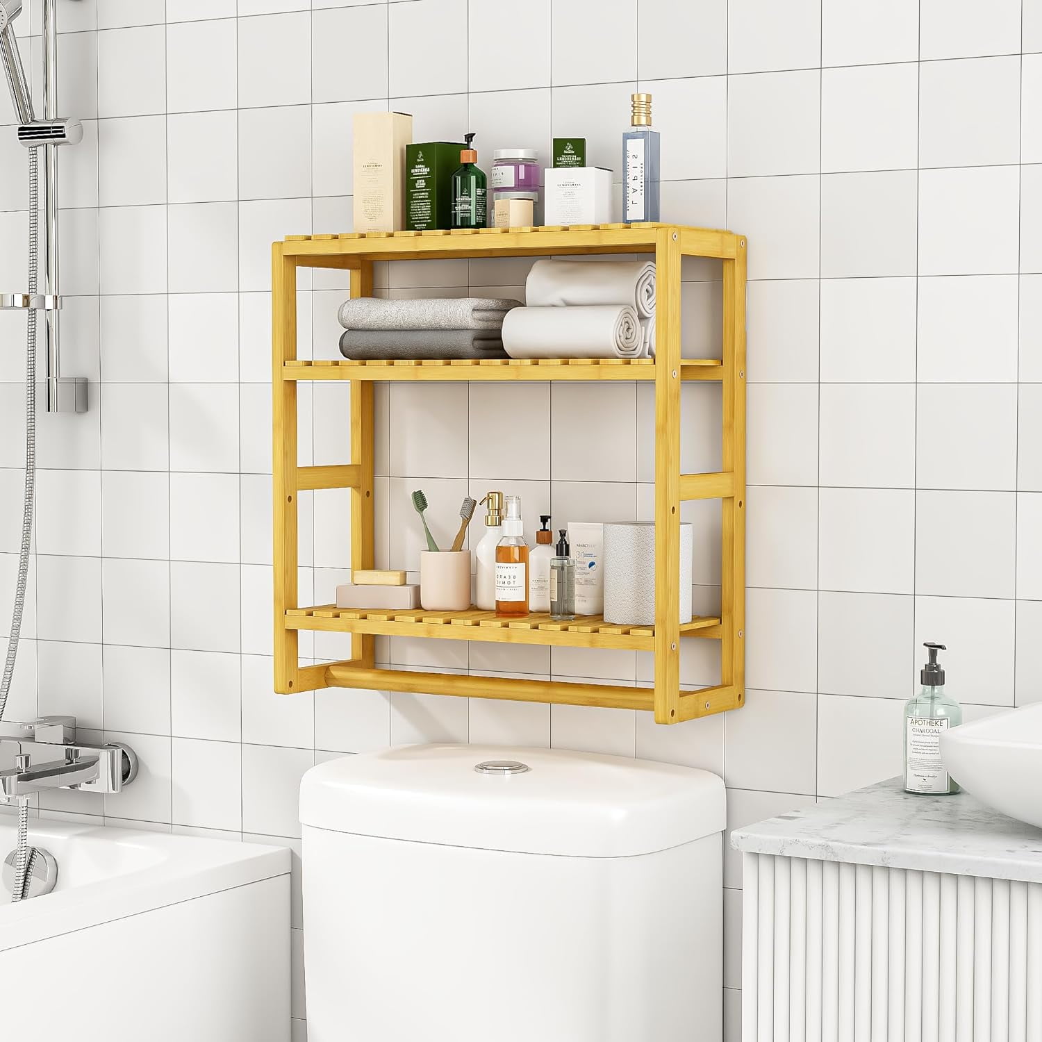 Bathroom Organizer over Toilet Storage, 3 Tier Storage Shelves for