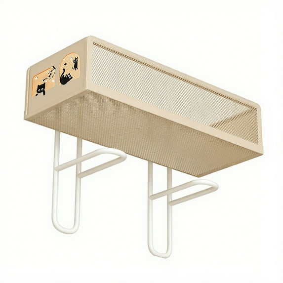 Bathroom Organizer - Over Toilet Storage, Floating Shelves with 2 Hooks, Wall Mounted Shelf Rack, Behind and Above The Tank, Gifts for Women (Beige, 1-Tier)