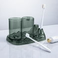 thumbnail image 1 of Bathroom Organizer, Toothbrush Holder with 2 Cups, Vanity Tray for Countertop Storage, Plastic Bathroom Accessory Set for Toiletries and Cosmetics, 1 of 8