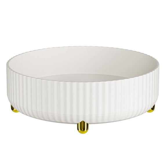 Bathroom Organizers and Storage - 360° Rotating Storage Tray, Lazy Susan Organizer, Cosmetics and Perfume Organizer, Desktop Storage Tray for Cosmetics and Skincare Products, White