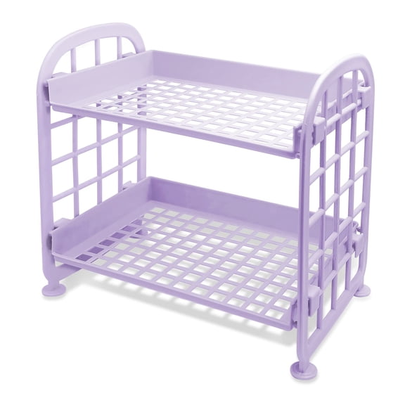 Bathroom Organizers and Storage, Makeup & Jewelry Organizer, Desk Rack Cosmetic Stationery Organizer, 2-Tier Multifunctional Plastic Shelf for Skincare Office Kitchen Bedroom Bathroom Home (Purple)