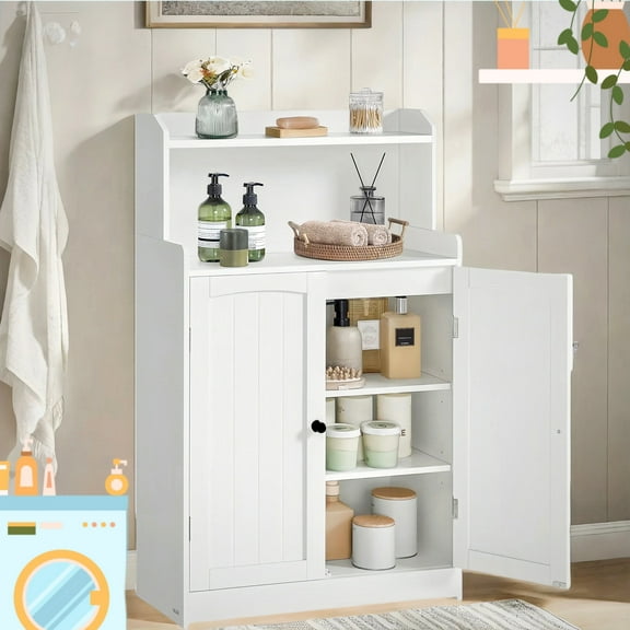 Lofka Bathroom Storage Cabinet with  2 Doors &Adjustable Shelves for Bathroom, Kitchen, Living Room, White